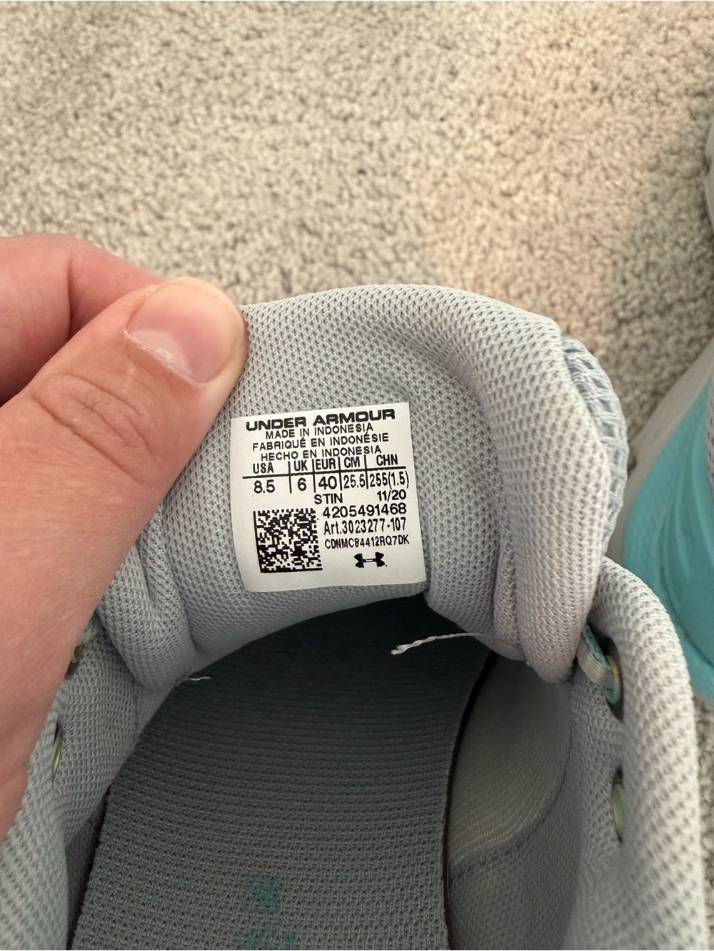 Under Armour Gray and Teal Women's Mesh Trainers - Picture 4 of 4